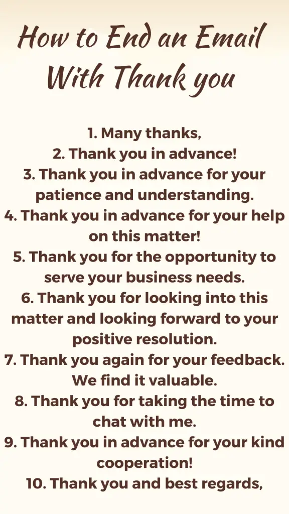10 ways to end an email with thank you