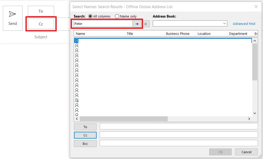 adding email address in Outlook