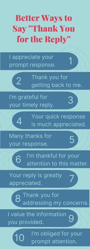 Better Ways to Say ''Thank You for the Reply''