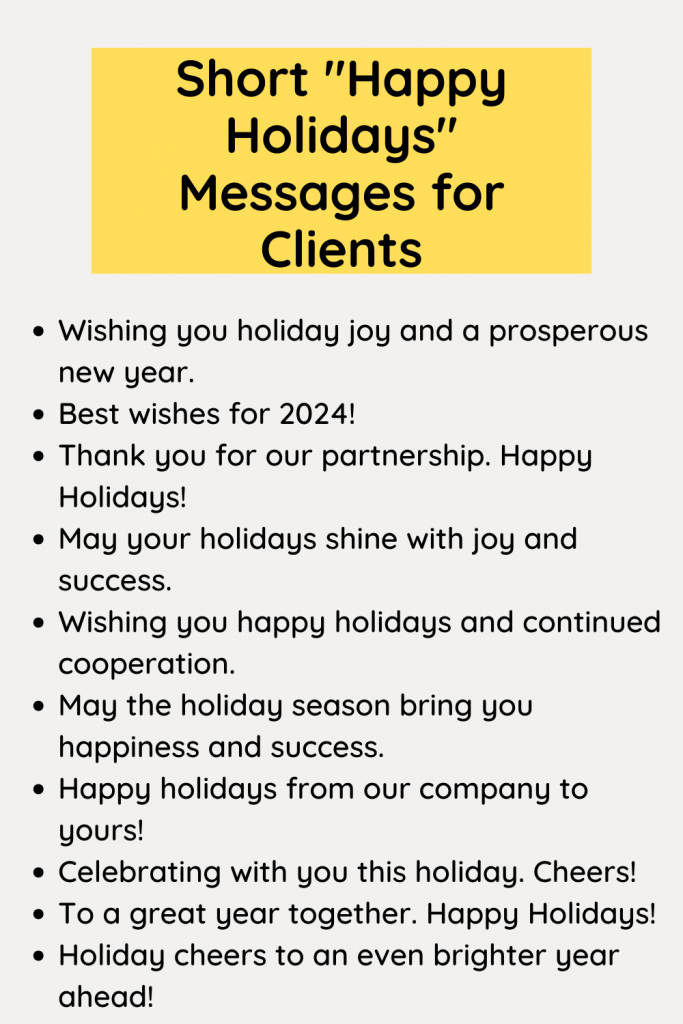 Short Happy Holidays Messages for Clients