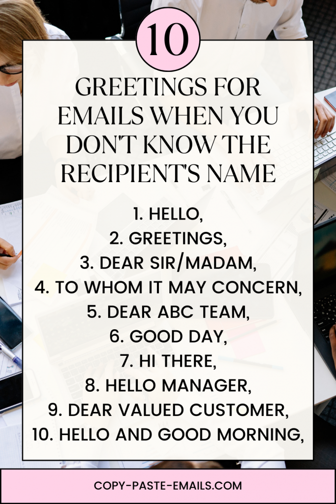 greetings for emails when you don't know the recipients name