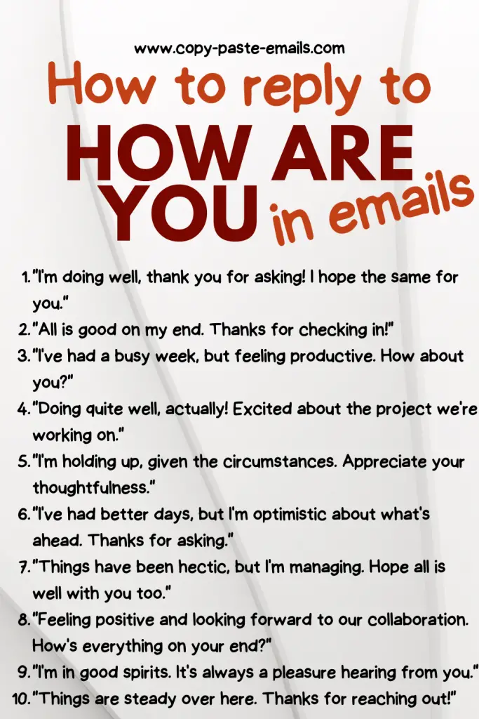 how to reply to how are you in emails