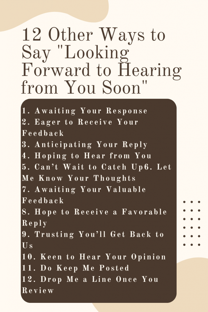 12 Other Ways to Say Looking Forward to Hearing from You Soon Infographic