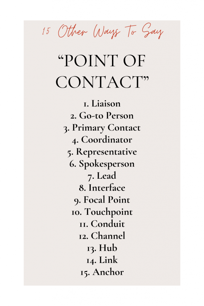 15 Other Ways to Say Point of Contact Infographic