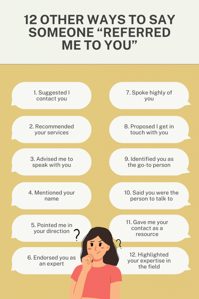 Other Ways to Say Someone Referred Me to You Infographic